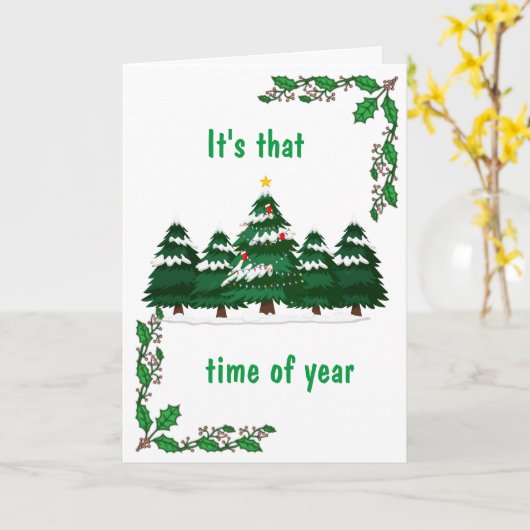 私に会うのに最適な時期はクリスマスの時期、キスを交わすのもこの季節 カード (黄色い花)