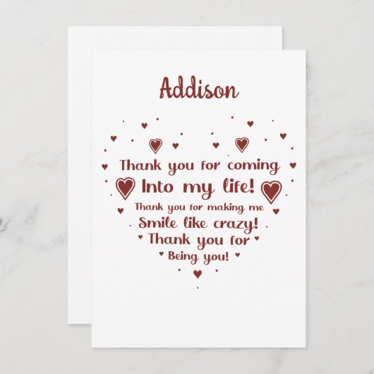 私に名刺を作ってくれてありがとうスマイル 招待状 (正面/裏面)