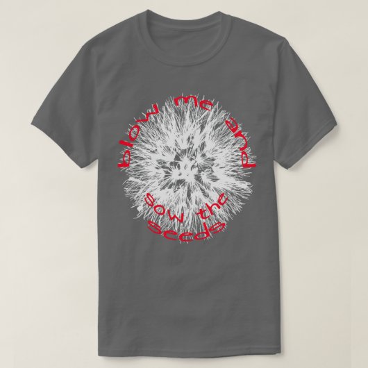 私に吹いて種を蒔け タンポポの民俗伝説名言 Tシャツ (デザイン正面)