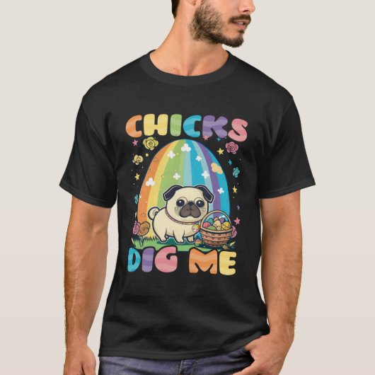 私に夢中なひよこ パグ キリスト教 イースター Tシャツ (正面)