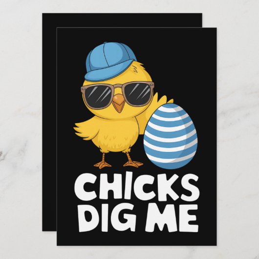 私に夢中な女の子 イースター 面白い イースターエッグ ハント 招待状 (正面/裏面)