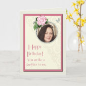 私に娘のような写真を、誕生日加えて下さい カード (黄色い花)