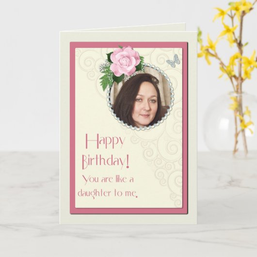 私に娘のような写真を、誕生日加えて下さい カード (黄色い花)