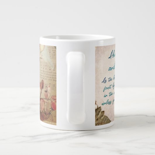 私に実りある信仰のアートジャーナルを遵守 ジャンボコーヒーマグカップ (裏面)