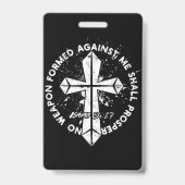 私に対して形成された武器は、信仰を得るものではない バッジ (裏面)