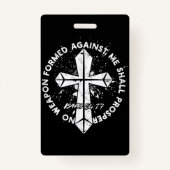 私に対して形成された武器は、信仰を得るものではない バッジ (裏面)