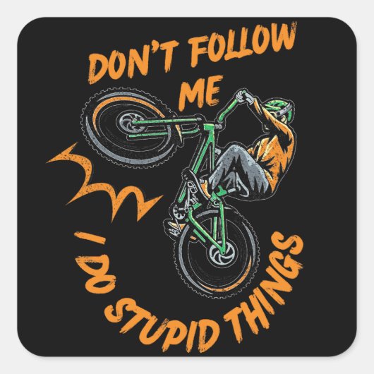 私に山後を追のおもしろい自転車を スクエアシール (正面)