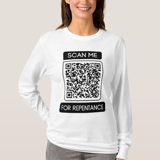 私に後悔のスキャンQRコード長袖女性 Tシャツ (正面)