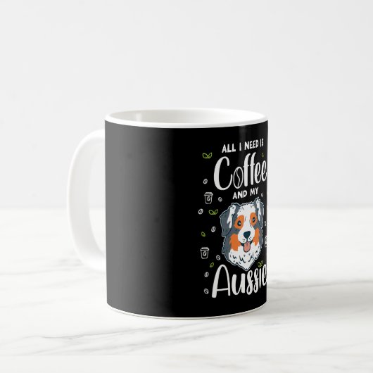 私に必要なのはコーヒーと私のオージーだけ コーヒーマグカップ (正面左)