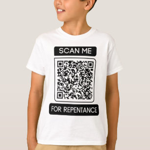 私に悔い改めをスキャンするQRコードボーイ Tシャツ