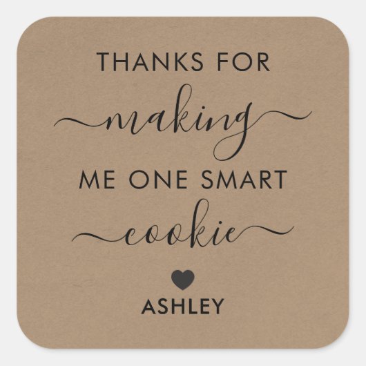 私に感謝していクッキーのラベルを一つ頭が切れる作るためにKraft スクエアシール (正面)