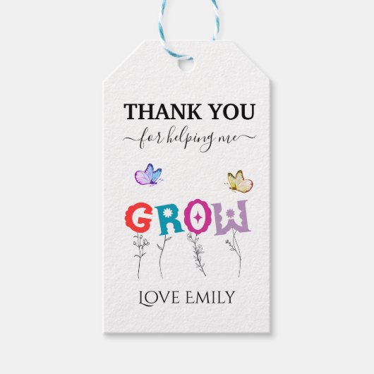 私に感謝救済成長先生感謝 ギフトタグ (正面)