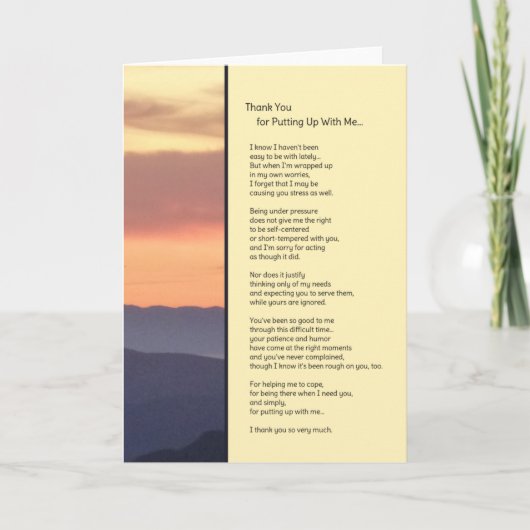 私に我慢してくれてありがとう サンキューカード (正面)
