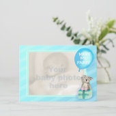 私に新生児の男の子のコアラのパーティーの招待の青会って下さい 招待状 (スタンド正面)