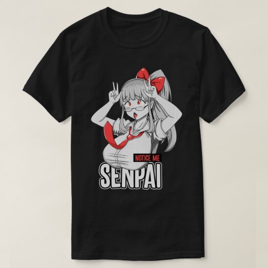 私に気付く先輩アエガオ顔日本のアニメガールo tシャツ (デザイン正面)