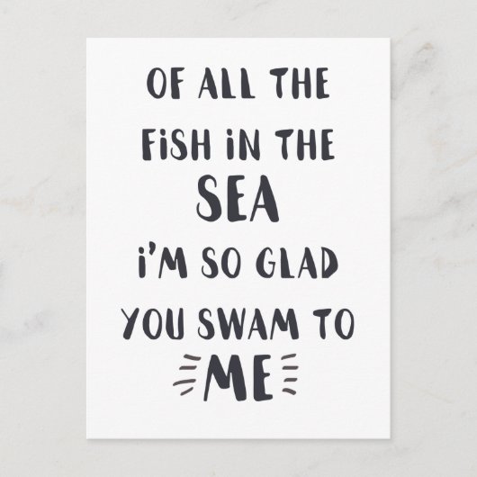 私に泳いだ – 白黒引用文葉書 ポストカード (正面)