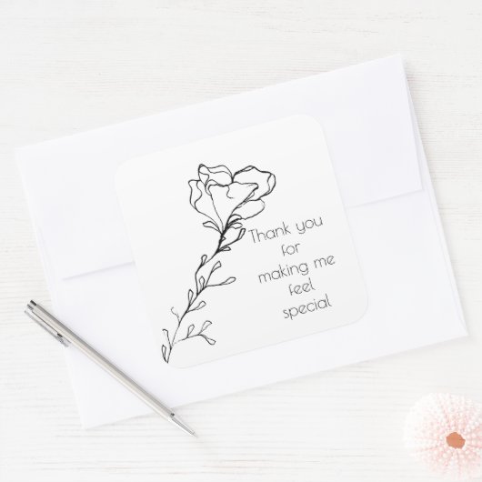 私に特別なフローラステムを感じ作ってくれてありがとう スクエアシール (封筒)