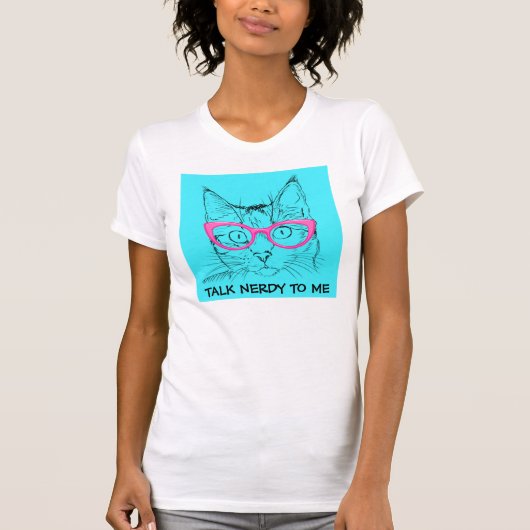 私に真面目、おもしろいな猫のTシャツ話して下さい Tシャツ (正面)