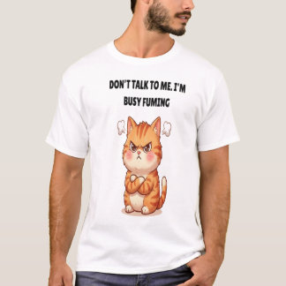 私に話しかけないでください。忙しくてイライラしています オレンジの猫 おもしろTシャツ Tシャツ