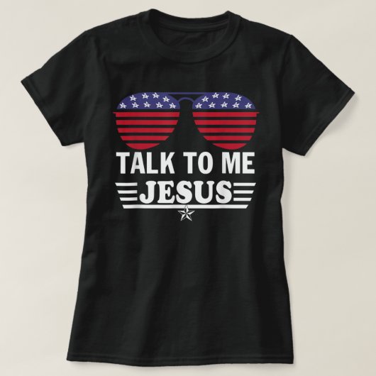 私に話すイエズスの眼鏡アメリカ国旗Tシャツ Tシャツ (デザイン正面)