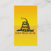 私に踏み付けない黄色いガッズデン国旗の看板 名刺 (裏面)