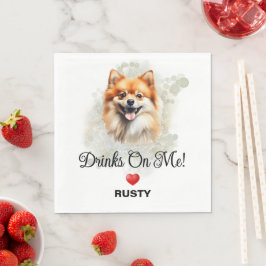 私に飲ませて ポメラニアン 犬 写真 ウェディング スタンダードランチョンナプキン