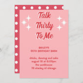 私に30を話すピンクの水玉模様誕生日invitati 招待状 (正面/裏面)