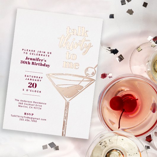 私に30を話すピンクの金ゴールド30歳の誕生日パーティー 箔招待状