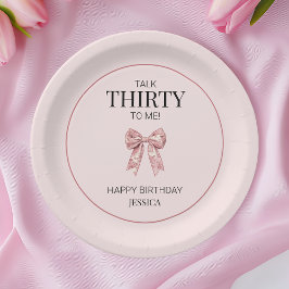 私に30歳のエレガントピンクの弓30歳の誕生日 ペーパープレート