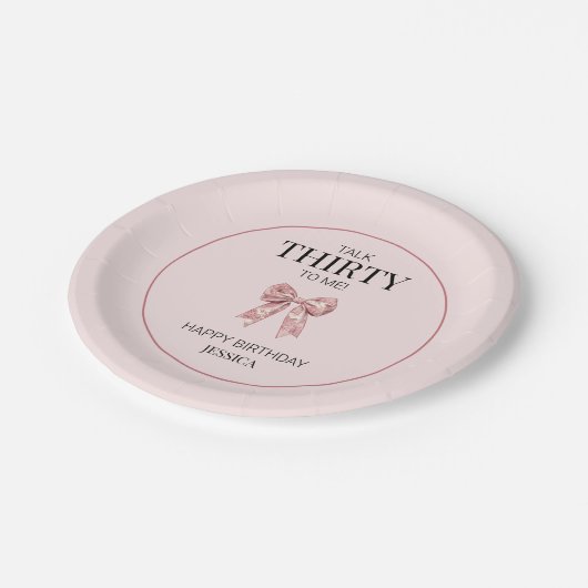 私に30歳のエレガントピンクの弓30歳の誕生日 ペーパープレート (アングル)