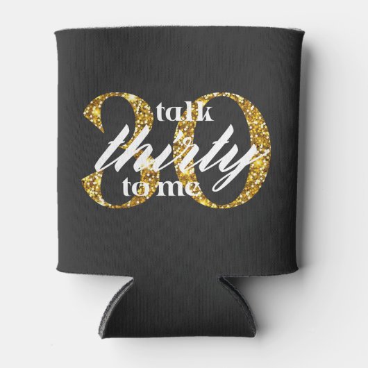 私に30歳を話す黒い金ゴールドグリッター30歳の誕生日 缶クーラー (正面)