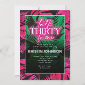 私に30語を話すネオンピンク熱帯30歳の誕生日 招待状 (正面)