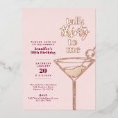 私に30語を話す誕生日カクテルパーティーピンク 箔招待状 (正面)