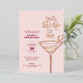 私に30語を話す誕生日カクテルパーティーピンク 箔招待状 (立ち正面)