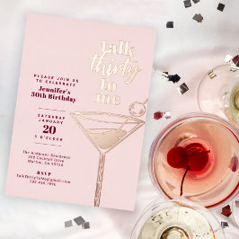 私に30語を話す誕生日カクテルパーティーピンク 箔招待状
