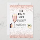 私に30語を話す,誕生日,シャンパン,ピンク 招待状 (正面)