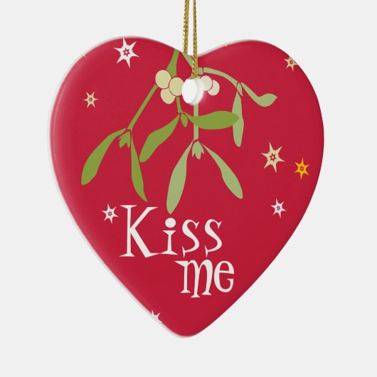 "私に"ヤドリギの恋人の記念品のオーナメント接吻して下さい セラミックオーナメント (右)