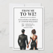 私に |白黒カップルブライダルシャワー 招待状 (正面)