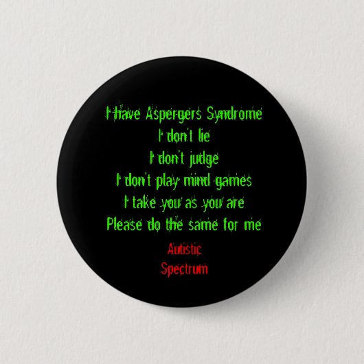 私にAspergersがあります 缶バッジ (正面)