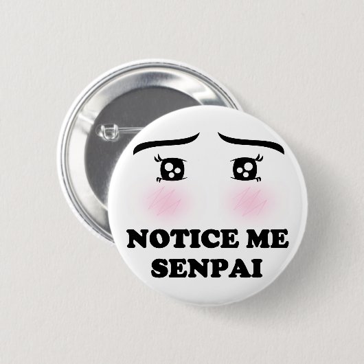 私にSenpaiの赤面の日本製アニメの女の子のかわいいSuki気づいて下さい 缶バッジ (正面&裏面)