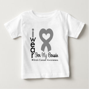 私のいとこのための脳腫瘍のハートのリボン ベビーTシャツ