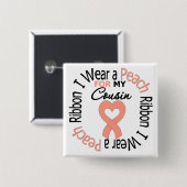 私のいとこのための衣服桃リボンの子宮がん 缶バッジ (正面&裏面)
