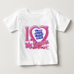 私のいとこのピンク/紫が大好き – 写真 ベビーTシャツ