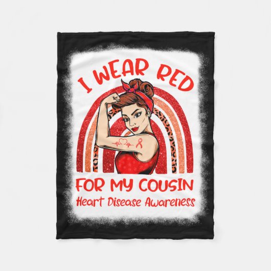 私のいとこハート病認識度Mに衣服赤 フリースブランケット (正面)