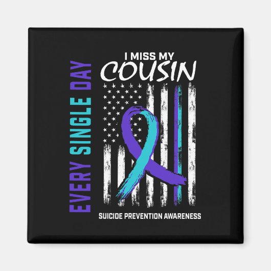 私のいとこ恋しく思の自殺認識度防止マー マグネット (正面)