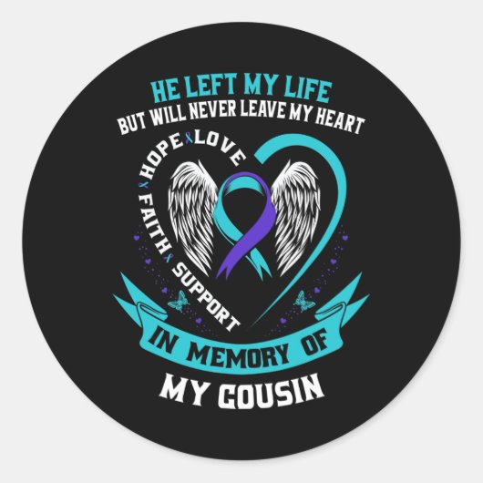 私のいとこ悔やみや弔慰自殺認識度 ラウンドシール (正面)