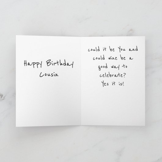 私のいとこ**へのハッピーバースデー** カード (内部)