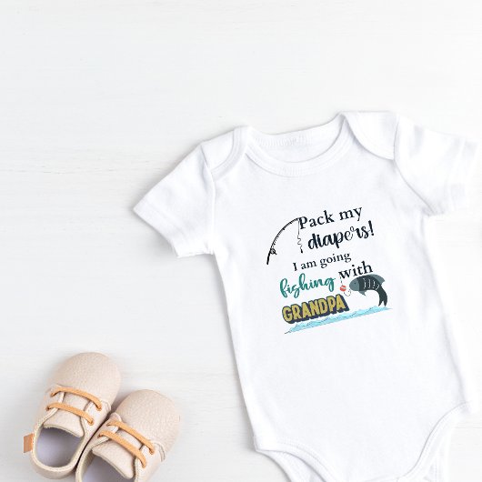 私のおじいちゃんと一緒に魚釣りに行く ベビーボディスーツ