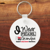 私のおじいちゃんの肺がんI衣服パールリボン キーホルダー (正面)