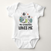 私のおじいちゃんフランスのが大好きゼブラ ベビーボディスーツ (正面)